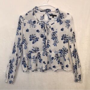 Kendall & Kylie White and Blue Floral Blouse